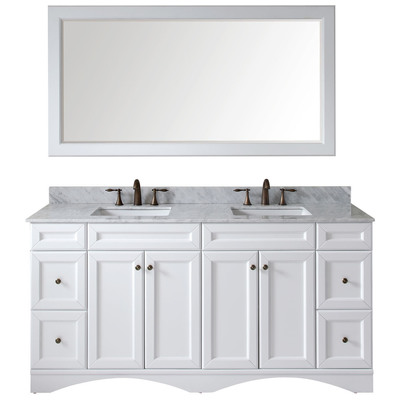 Virtu Bathroom Vanities, Double Sink Vanities, 70-90, Transitional, white, Light, Transitional, Italian Carrara White Marble, Solid wood frame construction, Freestanding, Bathroom Vanity Set, 840166102886, ED-25072-WMSQ-WH