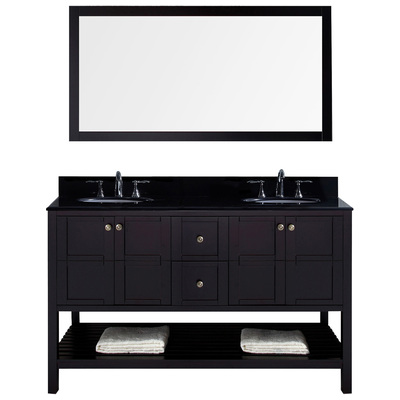 Virtu Bathroom Vanities, Double Sink Vanities, 50-70, Transitional, Dark Brown, Complete Vanity Sets, Dark, Transitional, Solid wood frame construction, Freestanding, Bathroom Vanity Set, 840166131435, ED-30060-BGRO-ES
