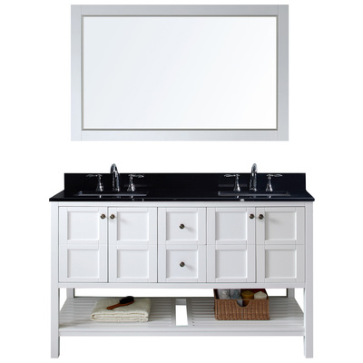 Virtu Bathroom Vanities, Double Sink Vanities, 50-70, Transitional, white, Complete Vanity Sets, Light, Transitional, Solid wood frame construction, Freestanding, Bathroom Vanity Set, 840166131497, ED-30060-BGSQ-WH