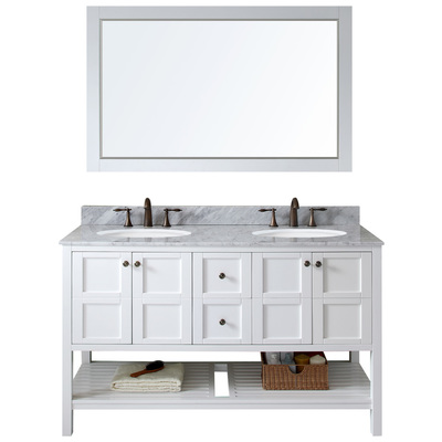 Virtu Bathroom Vanities, Double Sink Vanities, white, Complete Vanity Sets, Light, Transitional, Solid wood frame construction, Freestanding, Bathroom Vanity Set, 840166155769, ED-30060-WMRO-WH-002