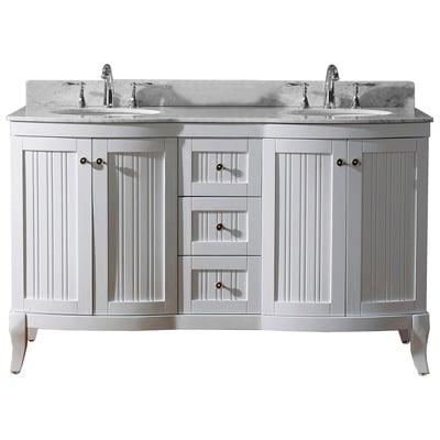 Virtu Bathroom Vanities, Double Sink Vanities, 50-70, Transitional, white, With Top and Sink, Light, Transitional, Solid wood frame construction, Freestanding, Bathroom Vanity Set, 840166135235, ED-52060-WMRO-WH-NM
