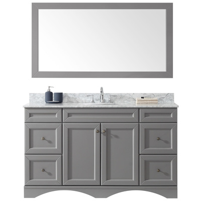 Virtu Bathroom Vanities, Single Sink Vanities, Gray, Complete Vanity Sets, Medium, Transitional, Solid wood frame construction, Freestanding, Bathroom Vanity Set, 840166151143, ES-25060-WMRO-GR-001