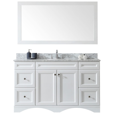 Virtu Bathroom Vanities, Single Sink Vanities, 50-70, Transitional, white, Complete Vanity Sets, Light, Transitional, Solid wood frame construction, Freestanding, Bathroom Vanity Set, 840166134795, ES-25060-WMRO-WH