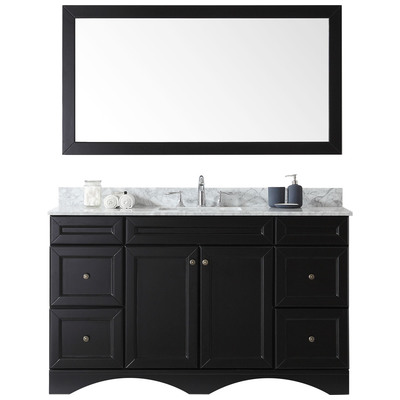 Virtu Bathroom Vanities, Single Sink Vanities, 50-70, Transitional, Dark Brown, Complete Vanity Sets, Dark, Transitional, Solid wood frame construction, Freestanding, Bathroom Vanity Set, 840166134825, ES-25060-WMSQ-ES