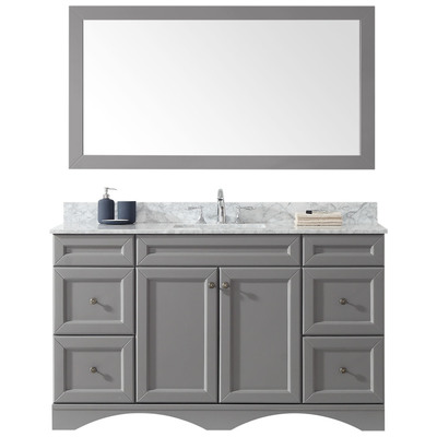 Virtu Bathroom Vanities, Single Sink Vanities, 50-70, Transitional, Gray, Complete Vanity Sets, Medium, Transitional, Solid wood frame construction, Freestanding, Bathroom Vanity Set, 840166150894, ES-25060-WMSQ-GR