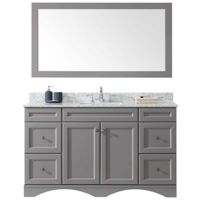Virtu Bathroom Vanities, Single Sink Vanities, Gray, Complete Vanity Sets, Medium, Transitional, Solid wood frame construction, Freestanding, Bathroom Vanity Set, 840166151181, ES-25060-WMSQ-GR-002