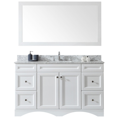 Virtu Bathroom Vanities, Single Sink Vanities, white, Complete Vanity Sets, Light, Transitional, Solid wood frame construction, Freestanding, Bathroom Vanity Set, 840166134894, ES-25060-WMSQ-WH-002