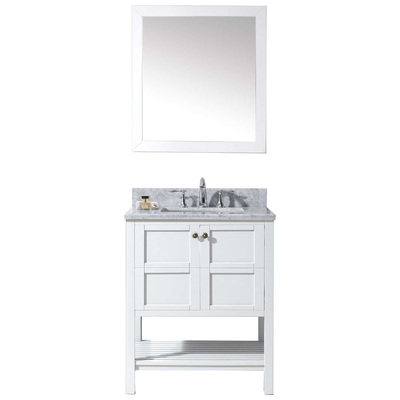 Virtu Bathroom Vanities, Single Sink Vanities, white, Complete Vanity Sets, Light, Transitional, Solid wood frame construction, Freestanding, Bathroom Vanity Set, 840166111772, ES-30030-WMSQ-WH-002