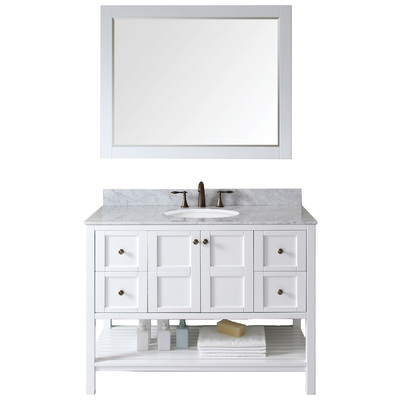 Virtu Bathroom Vanities, Single Sink Vanities, white, Complete Vanity Sets, Light, Transitional, Solid wood frame construction, Freestanding, Bathroom Vanity Set, 840166156131, ES-30048-WMRO-WH-001