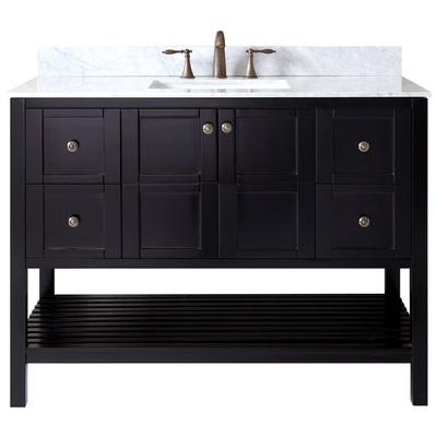 Virtu Bathroom Vanities, Single Sink Vanities, Dark Brown, With Top and Sink, Dark, Transitional, Solid wood frame construction, Freestanding, Bathroom Vanity Set, 840166159606, ES-30048-WMSQ-ES-002-NM