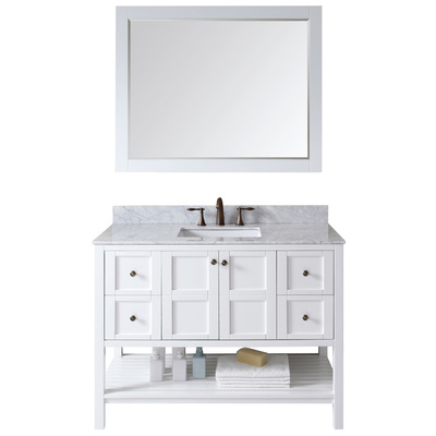 Virtu Bathroom Vanities, Single Sink Vanities, white, Complete Vanity Sets, Light, Transitional, Solid wood frame construction, Freestanding, Bathroom Vanity Set, 840166111819, ES-30048-WMSQ-WH-002