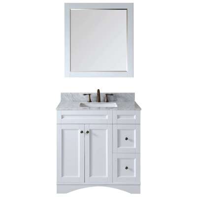 Virtu Bathroom Vanities, Single Sink Vanities, 30-40, Transitional, white, Light, Transitional, Italian Carrara White Marble, Solid wood frame construction, Freestanding, Bathroom Vanity Set, 840166103081, ES-32036-WMSQ-WH