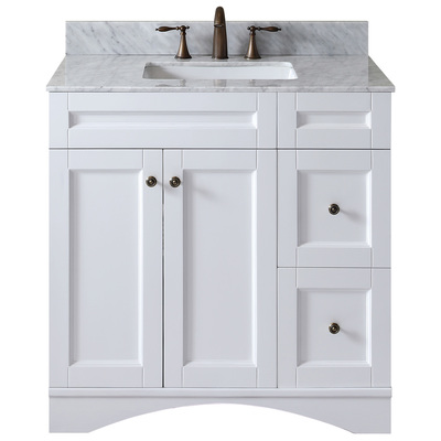 Virtu Bathroom Vanities, Single Sink Vanities, 30-40, Transitional, white, With Top and Sink, Light, Transitional, Solid wood frame construction, Freestanding, Bathroom Vanity Set, 840166135082, ES-32036-WMSQ-WH-NM
