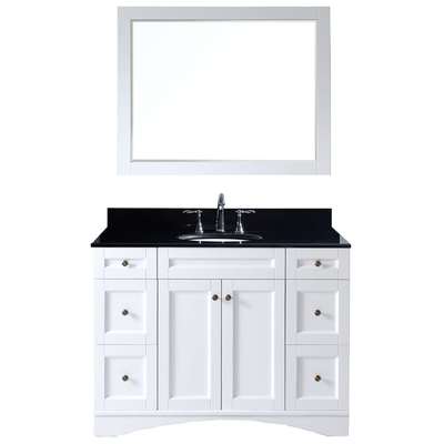 Virtu Bathroom Vanities, Single Sink Vanities, 40-50, Transitional, white, Complete Vanity Sets, Light, Transitional, Black Galaxy Granite, Solid wood frame construction, Freestanding, Bathroom Vanity Set, 840166131152, ES-32048-BGRO-WH
