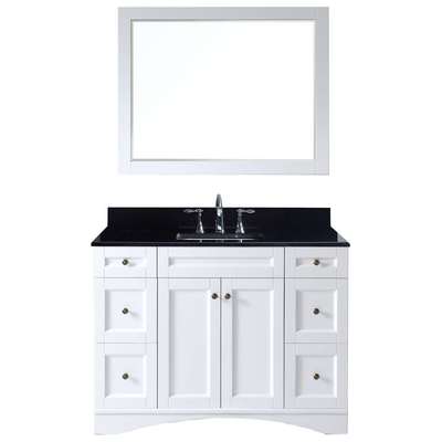 Virtu Bathroom Vanities, Single Sink Vanities, 40-50, Transitional, white, Complete Vanity Sets, Light, Transitional, Black Galaxy Granite, Solid wood frame construction, Freestanding, Bathroom Vanity Set, 840166131183, ES-32048-BGSQ-WH
