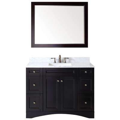 Virtu Bathroom Vanities, Single Sink Vanities, 40-50, Transitional, Dark Brown, Dark, Transitional, Italian Carrara White Marble, Solid wood frame construction, Freestanding, Bathroom Vanity Set, 840166103111, ES-32048-WMSQ-ES