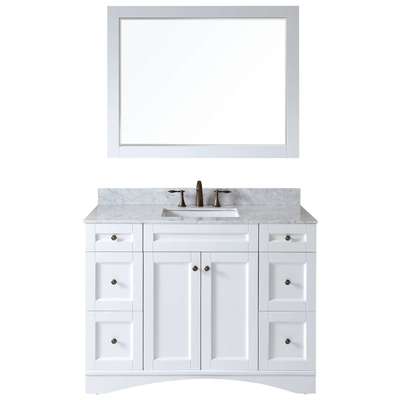Virtu Bathroom Vanities, Single Sink Vanities, 40-50, Transitional, white, Light, Transitional, Italian Carrara White Marble, Solid wood frame construction, Freestanding, Bathroom Vanity Set, 840166103104, ES-32048-WMSQ-WH