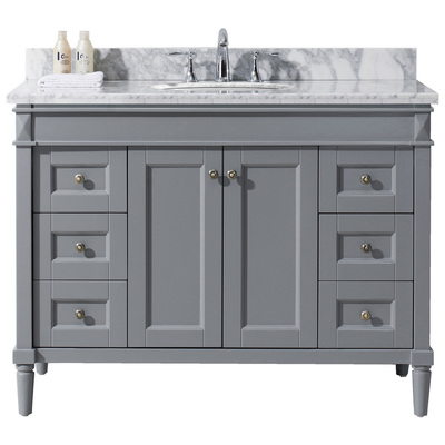 Virtu Bathroom Vanities, Single Sink Vanities, Gray, With Top and Sink, Medium, Transitional, Solid wood frame construction, Freestanding, Bathroom Vanity Set, 840166159996, ES-40048-WMRO-GR-002-NM