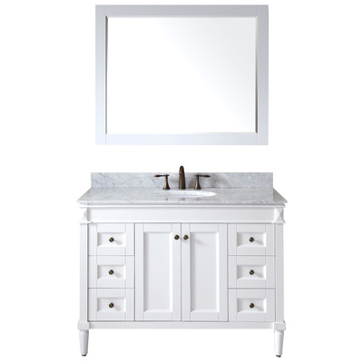 Virtu Bathroom Vanities, Single Sink Vanities, 40-50, Transitional, white, Complete Vanity Sets, Light, Transitional, Solid wood frame construction, Freestanding, Bathroom Vanity Set, 840166102169, ES-40048-WMRO-WH