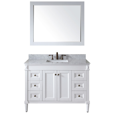 Virtu Bathroom Vanities, Single Sink Vanities, white, Complete Vanity Sets, Light, Transitional, Solid wood frame construction, Freestanding, Bathroom Vanity Set, 840166108512, ES-40048-WMSQ-WH-001