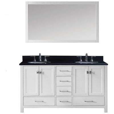 Virtu Bathroom Vanities, Double Sink Vanities, 50-70, Transitional, white, Complete Vanity Sets, Light, Transitional, Black Galaxy Granite, Solid wood frame construction, Freestanding, Bathroom Vanity Set, 840166136133, GD-50060-BGRO-WH
