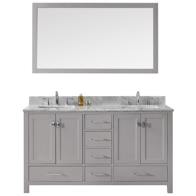 Virtu Bathroom Vanities, Double Sink Vanities, 50-70, Transitional, Gray, Complete Vanity Sets, Light, Transitional, Solid wood frame construction, Freestanding, Bathroom Vanity Set, 840166152768, GD-50060-WMSQ-CG