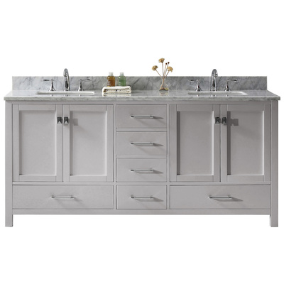 Virtu Bathroom Vanities, Double Sink Vanities, 70-90, Transitional, Gray, With Top and Sink, Light, Transitional, Solid wood frame construction, Freestanding, Bathroom Vanity Set, 840166152874, GD-50072-WMSQ-CG-NM
