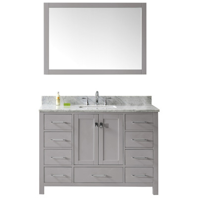 Virtu Bathroom Vanities, Single Sink Vanities, 40-50, Transitional, Gray, Light, Transitional, Solid wood frame construction, Freestanding, Bathroom Vanity Set, 840166153024, GS-50048-WMSQ-CG-002
