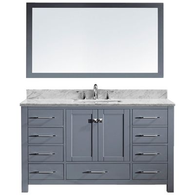 Virtu Bathroom Vanities, Single Sink Vanities, 50-70, Transitional, Gray, Complete Vanity Sets, Medium, Transitional, Solid wood frame construction, Freestanding, Bathroom Vanity Set, 840166100677, GS-50060-WMSQ-GR
