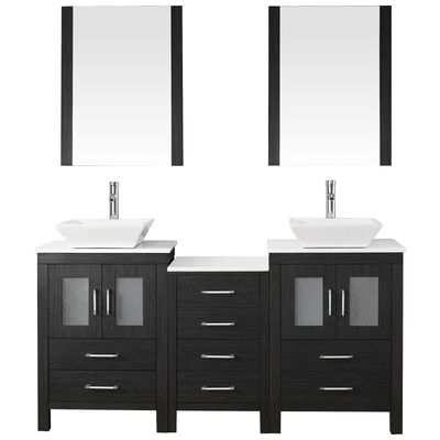 Virtu Bathroom Vanities, Double Sink Vanities, 50-70, Modern, Gray, Cabinets Only, Dark, Modern, White Engineered Stone, Plywood Constuction with Veneer Exterior, Freestanding, Bathroom Vanity Set, 840166131848, KD-70066-S-ZG-001