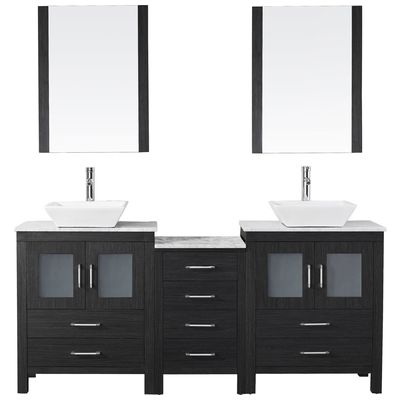 Bathroom Vanities Virtu Dior Plywood Constuction with Venee Zebra Grey Dark Freestanding KD-70066-WM-ZG-001 840166131879 Bathroom Vanity Set Double Sink Vanities 50-70 Modern Gray Cabinets Only 25 
