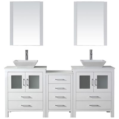 Virtu Bathroom Vanities, Double Sink Vanities, 70-90, Modern, white, Complete Vanity Sets, Light, Modern, White Engineered Stone, Plywood Constuction with Veneer Exterior, Freestanding, Bathroom Vanity Set, 840166116708, KD-70074-S-WH