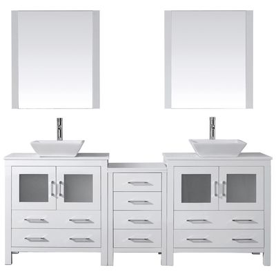 Virtu Bathroom Vanities, Double Sink Vanities, 70-90, Modern, white, Complete Vanity Sets, Light, Modern, White Engineered Stone, Plywood Constuction with Veneer Exterior, Freestanding, Bathroom Vanity Set, 840166117071, KD-70082-S-WH