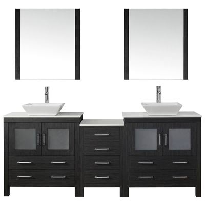 Virtu Bathroom Vanities, Double Sink Vanities, 70-90, Modern, Gray, Cabinets Only, Dark, Modern, White Engineered Stone, Plywood Constuction with Veneer Exterior, Freestanding, Bathroom Vanity Set, 840166132036, KD-70082-S-ZG-001