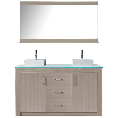Virtu Bathroom Vanities, Double Sink Vanities, 50-70, Modern, Gray, Light, Modern, Plywood Constuction with Veneer Exterior, Freestanding, Bathroom Vanity Set, 840166155189, KD-90060-G-GO