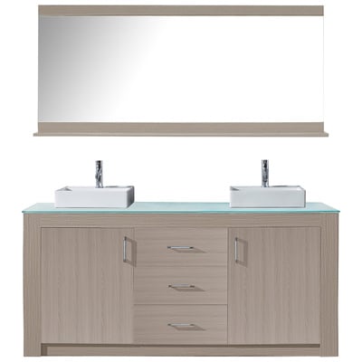 Virtu Bathroom Vanities, Double Sink Vanities, 70-90, Modern, Gray, Light, Modern, Plywood Constuction with Veneer Exterior, Freestanding, Bathroom Vanity Set, 840166155202, KD-90072-G-GO