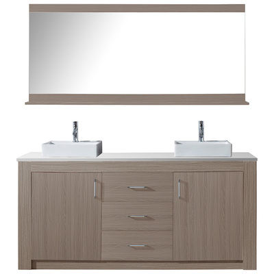 Virtu Bathroom Vanities, Double Sink Vanities, 70-90, Modern, Gray, Light, Modern, Plywood Constuction with Veneer Exterior, Freestanding, Bathroom Vanity Set, 840166155196, KD-90072-S-GO