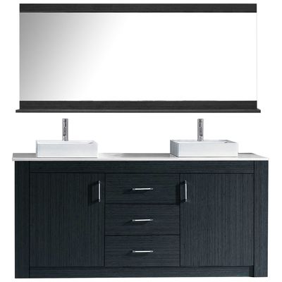 Virtu Bathroom Vanities, Double Sink Vanities, 70-90, Modern, Gray, Medium, Modern, Plywood Constuction with Veneer Exterior, Freestanding, Bathroom Vanity Set, 840166127162, KD-90072-S-GR