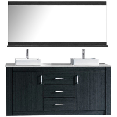 Virtu Bathroom Vanities, Double Sink Vanities, Gray, Complete Vanity Sets, Medium, Modern, Plywood Constuction with Veneer Exterior, Freestanding, Bathroom Vanity Set, 840166123911, KD-90072-S-GR-001