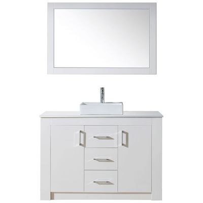 Virtu Bathroom Vanities, Single Sink Vanities, white, Complete Vanity Sets, Light, Modern, Plywood Constuction with Veneer Exterior, Freestanding, Bathroom Vanity Set, 840166146132, KS-60048-S-GW
