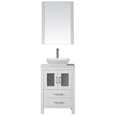 Virtu Bathroom Vanities, Single Sink Vanities, Under 30, Modern, white, Light, Modern, White Engineered Stone, Plywood Constuction with Veneer Exterior, Freestanding, Bathroom Vanity Set, 840166132111, KS-70024-S-WH-001