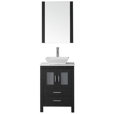 Virtu Bathroom Vanities, Single Sink Vanities, Under 30, Modern, Gray, Complete Vanity Sets, Dark, Modern, White Engineered Stone, Plywood Constuction with Veneer Exterior, Freestanding, Bathroom Vanity Set, 840166117538, KS-70024-S-ZG