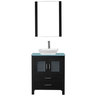 Virtu Bathroom Vanities, Single Sink Vanities, Under 30, Modern, Gray, Dark, Modern, Aqua Tempered Glass, Plywood Constuction with Veneer Exterior, Freestanding, Bathroom Vanity Set, 840166133217, KS-70028-G-ZG