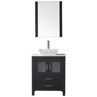 Virtu Bathroom Vanities, Single Sink Vanities, Under 30, Modern, Gray, Complete Vanity Sets, Dark, Modern, White Engineered Stone, Plywood Constuction with Veneer Exterior, Freestanding, Bathroom Vanity Set, 840166117774, KS-70028-S-ZG