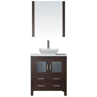 Virtu Bathroom Vanities, Single Sink Vanities, 30-40, Modern, Dark Brown, Dark, Modern, White Engineered Stone, Plywood Constuction with Veneer Exterior, Freestanding, Bathroom Vanity Set, 840166132197, KS-70030-S-ES-001