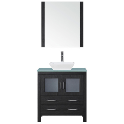 Virtu Bathroom Vanities, Single Sink Vanities, Glass, Gray, Complete Vanity Sets, Dark, Modern, Plywood Constuction with Veneer Exterior, Freestanding, Bathroom Vanity Set, 840166133675, KS-70032-G-ZG