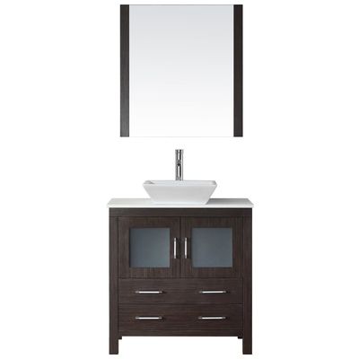 Virtu Bathroom Vanities, Single Sink Vanities, 30-40, Modern, Dark Brown, Dark, Modern, White Engineered Stone, Plywood Constuction with Veneer Exterior, Freestanding, Bathroom Vanity Set, 840166132289, KS-70032-S-ES-001