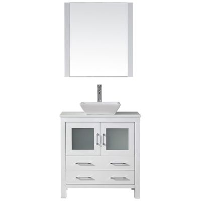 Virtu Bathroom Vanities, Single Sink Vanities, 30-40, Modern, white, Light, Modern, White Engineered Stone, Plywood Constuction with Veneer Exterior, Freestanding, Bathroom Vanity Set, 840166132296, KS-70032-S-WH-001