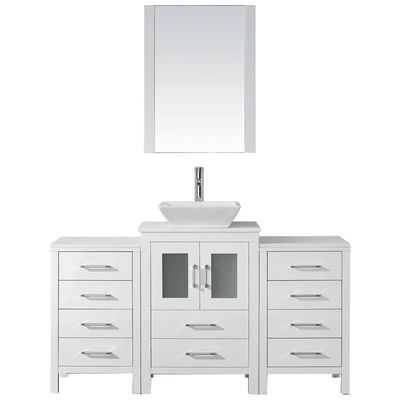 Virtu Bathroom Vanities, Single Sink Vanities, 50-70, Modern, white, Cabinets Only, Light, Modern, White Engineered Stone, Plywood Constuction with Veneer Exterior, Freestanding, Bathroom Vanity Set, 840166132395, KS-70060-S-WH-001