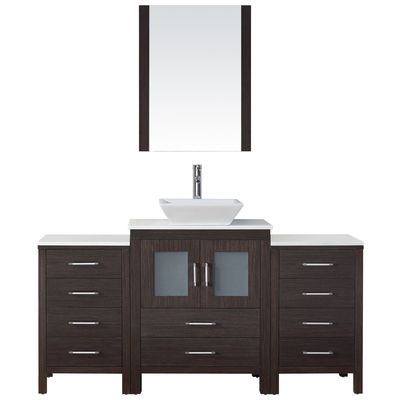 Virtu Bathroom Vanities, Single Sink Vanities, 50-70, Modern, Dark Brown, Complete Vanity Sets, Dark, Modern, White Engineered Stone, Plywood Constuction with Veneer Exterior, Freestanding, Bathroom Vanity Set, 840166119518, KS-70064-S-ES